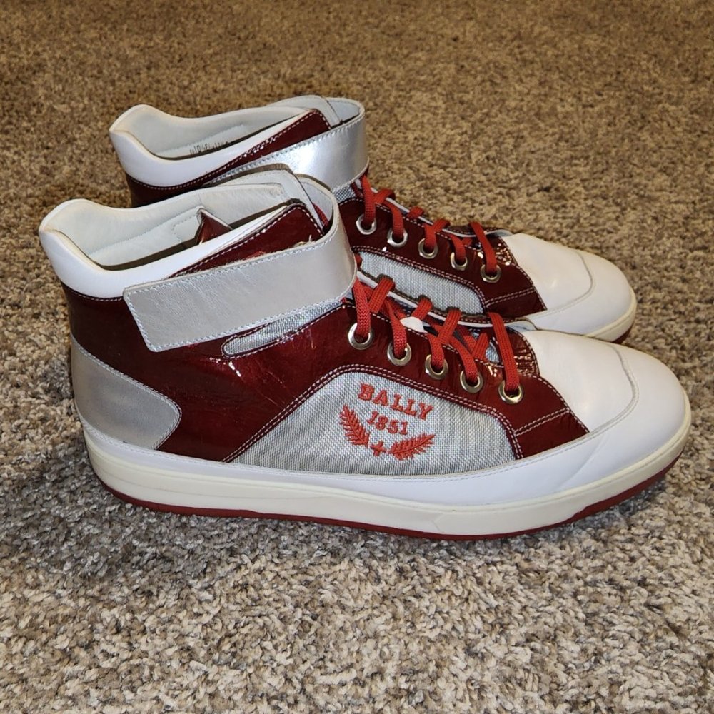 Bally Logo Leather High Top Sneakers